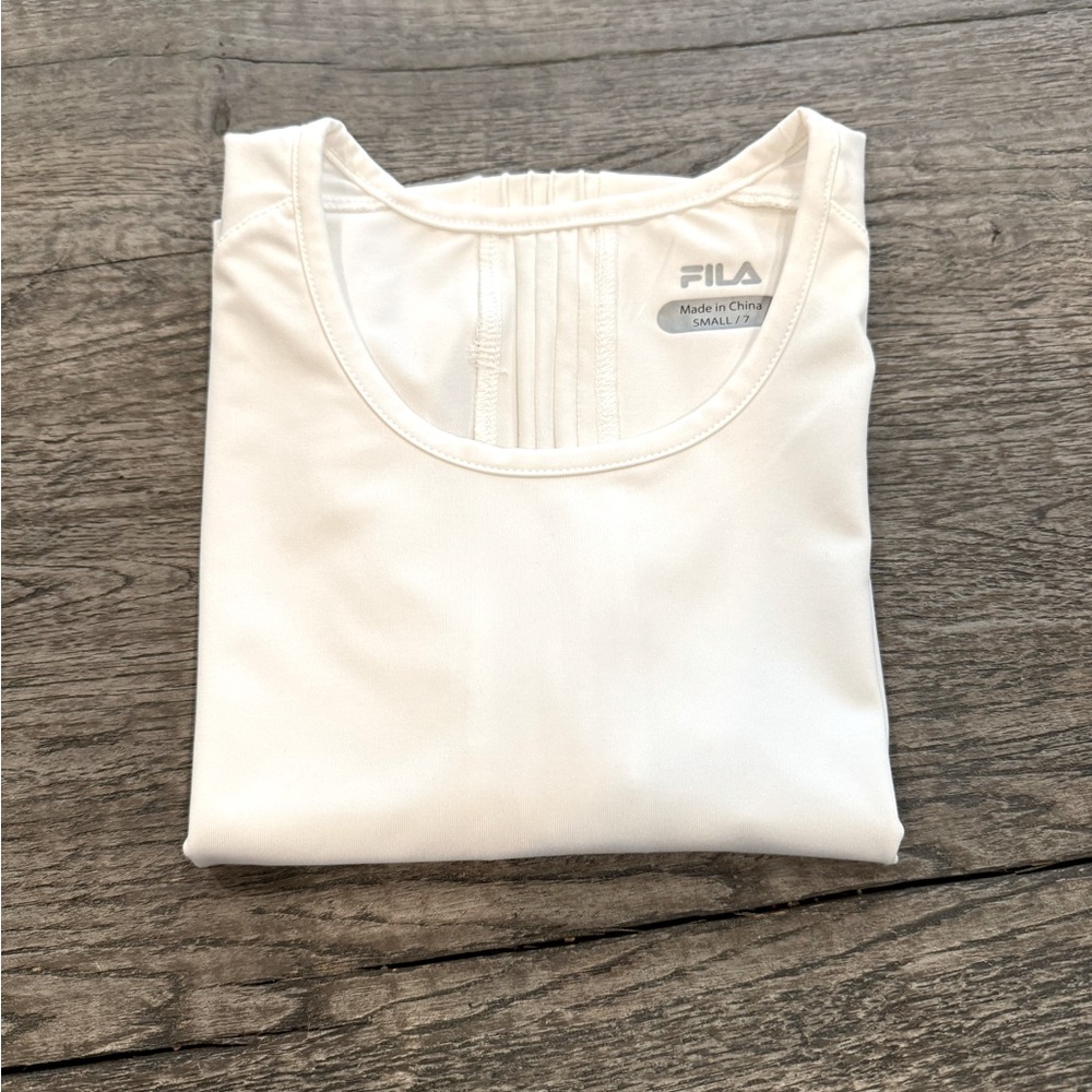 Fila Girl’s Short Sleeve Top- White - Size: Small (7)